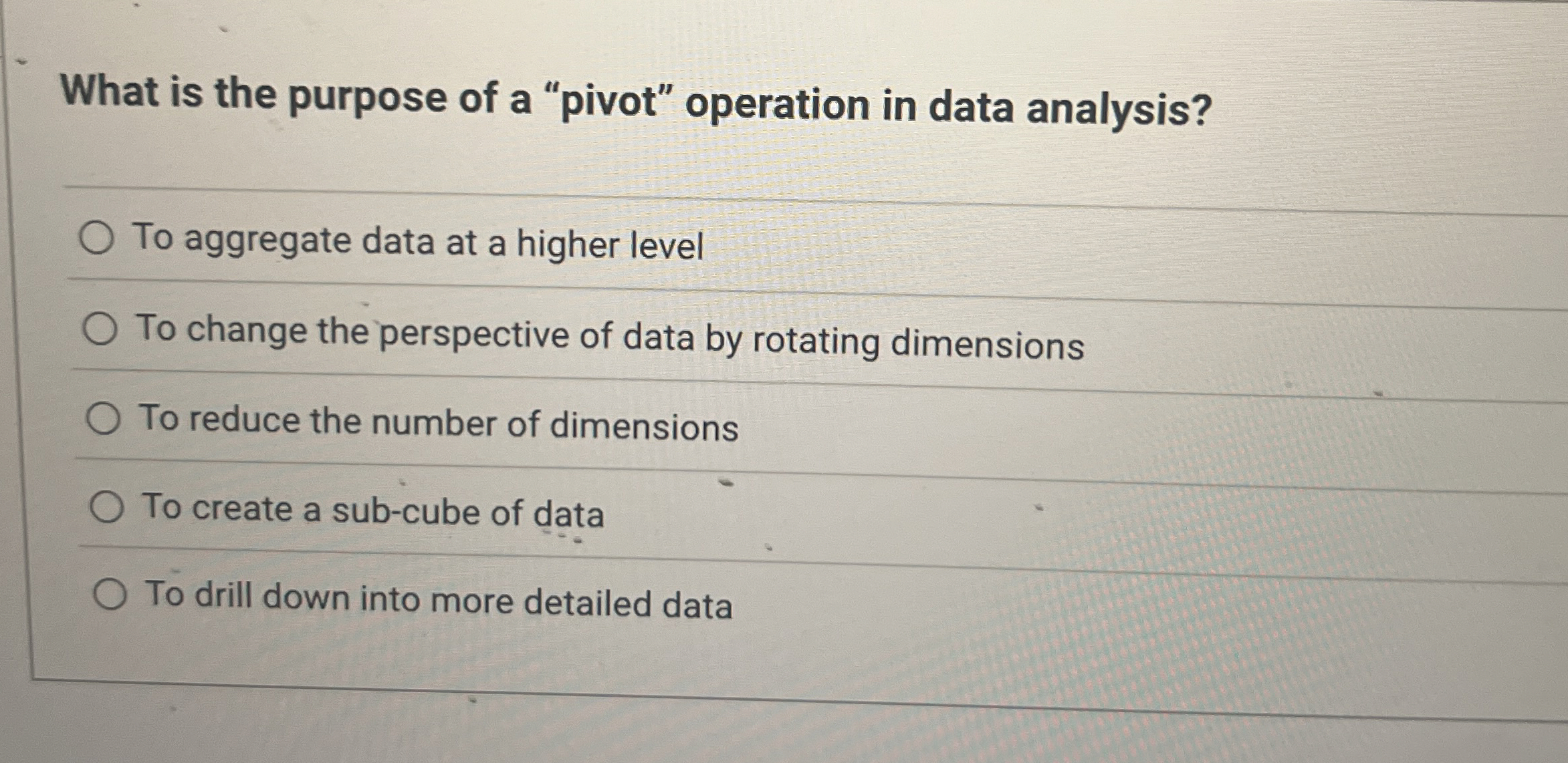 What is the purpose of a "pivot" operation in