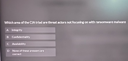Which area of the CIA trilad ere threat actors
