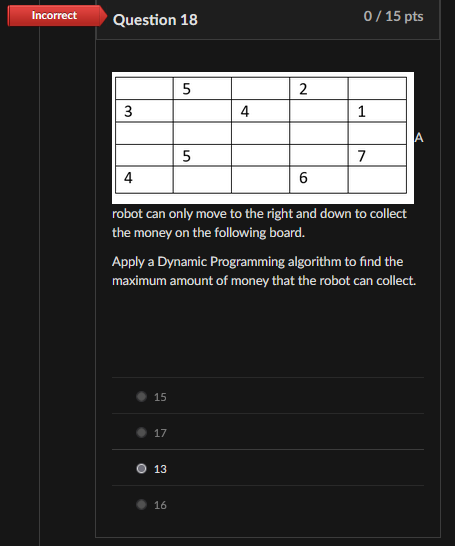 robot can only move to the right and down to