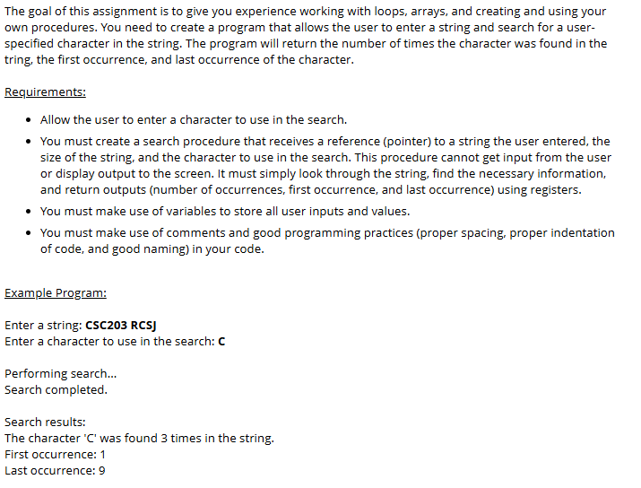 Please write this in Assembley language. The goal