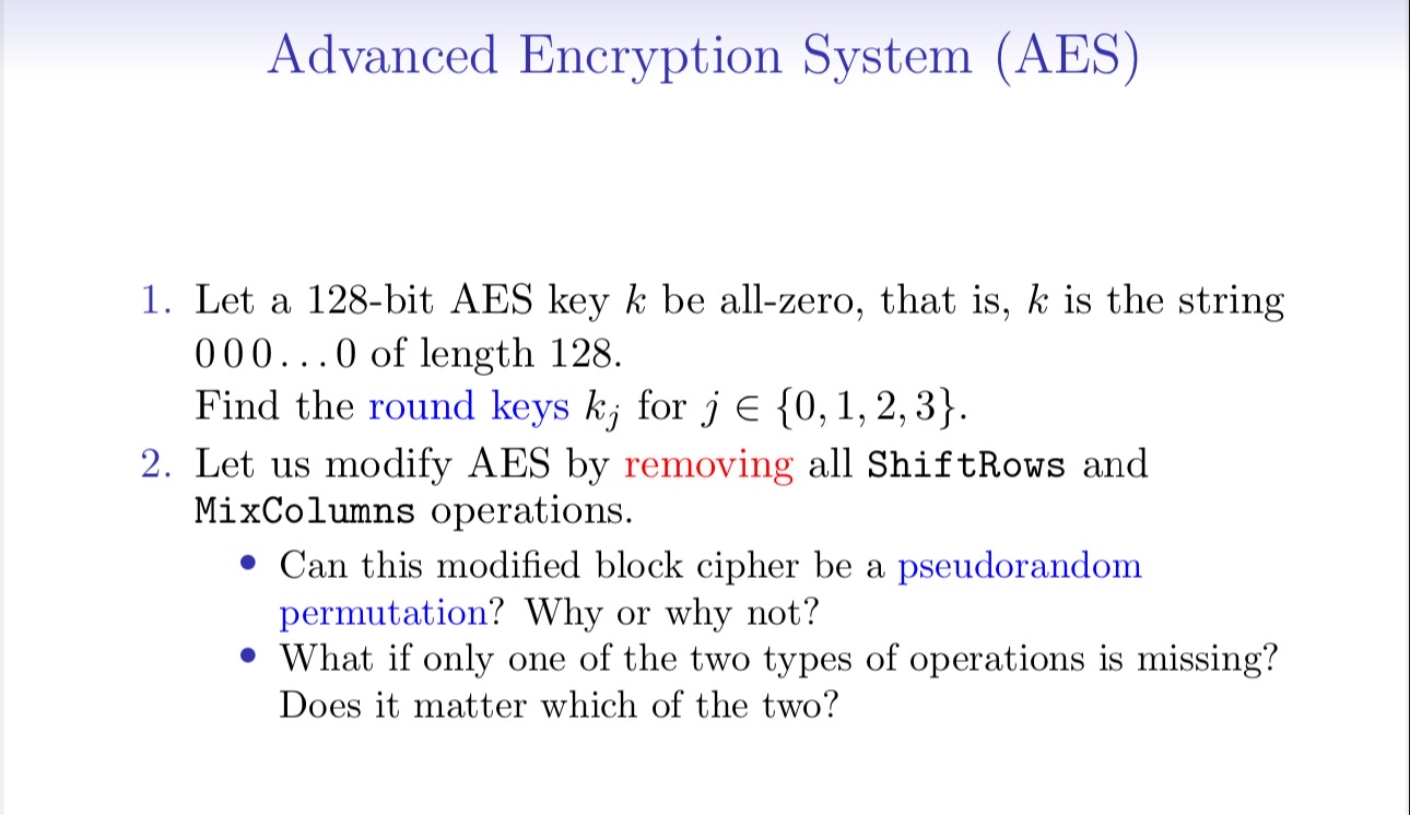 Advanced Encryption System ( AES ) Let a 1 2 8 -