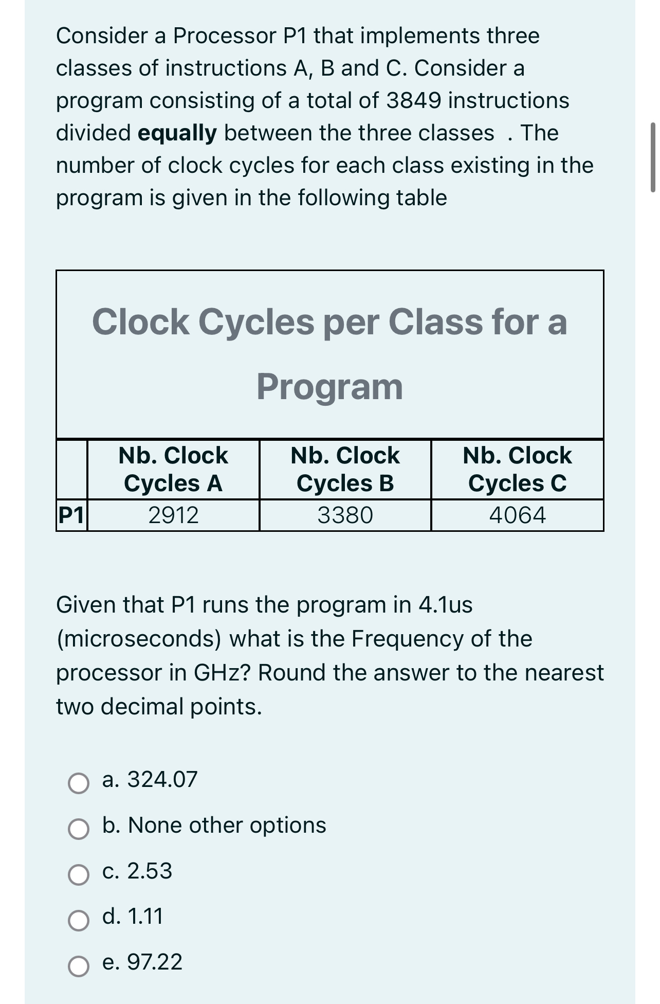 Consider a Processor P 1 that implements three