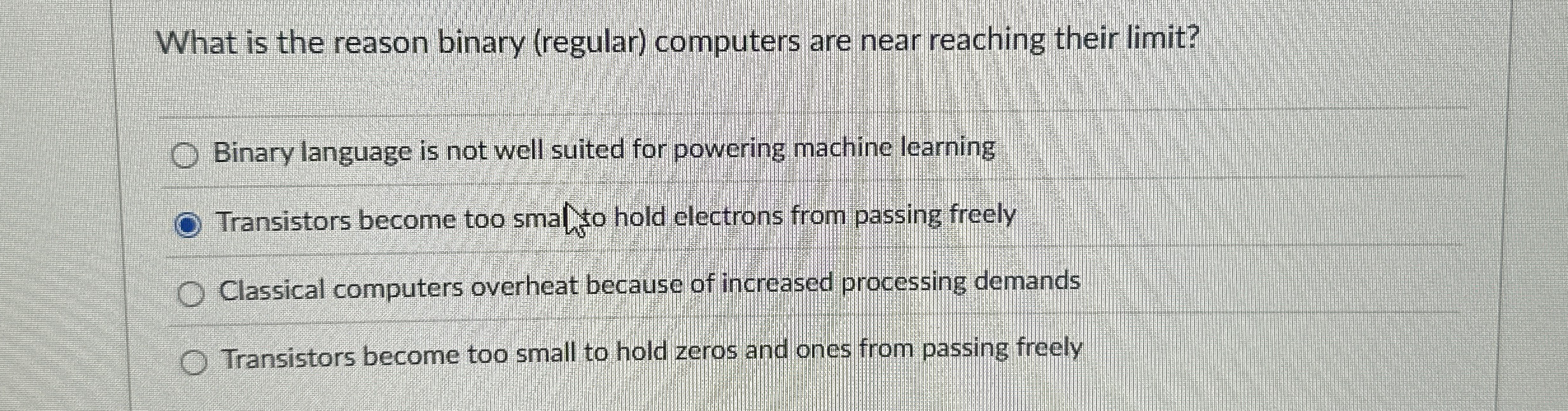 What is the reason binary ( regular ) computers
