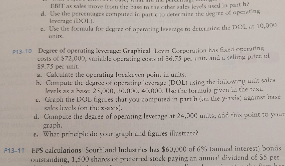 using the operating leverage equation. sales