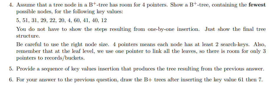 Please provide a handwritten B + Tree Assume that