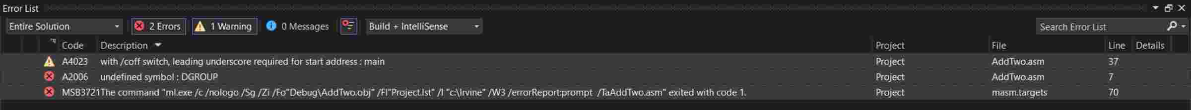 I ' m getting errors.