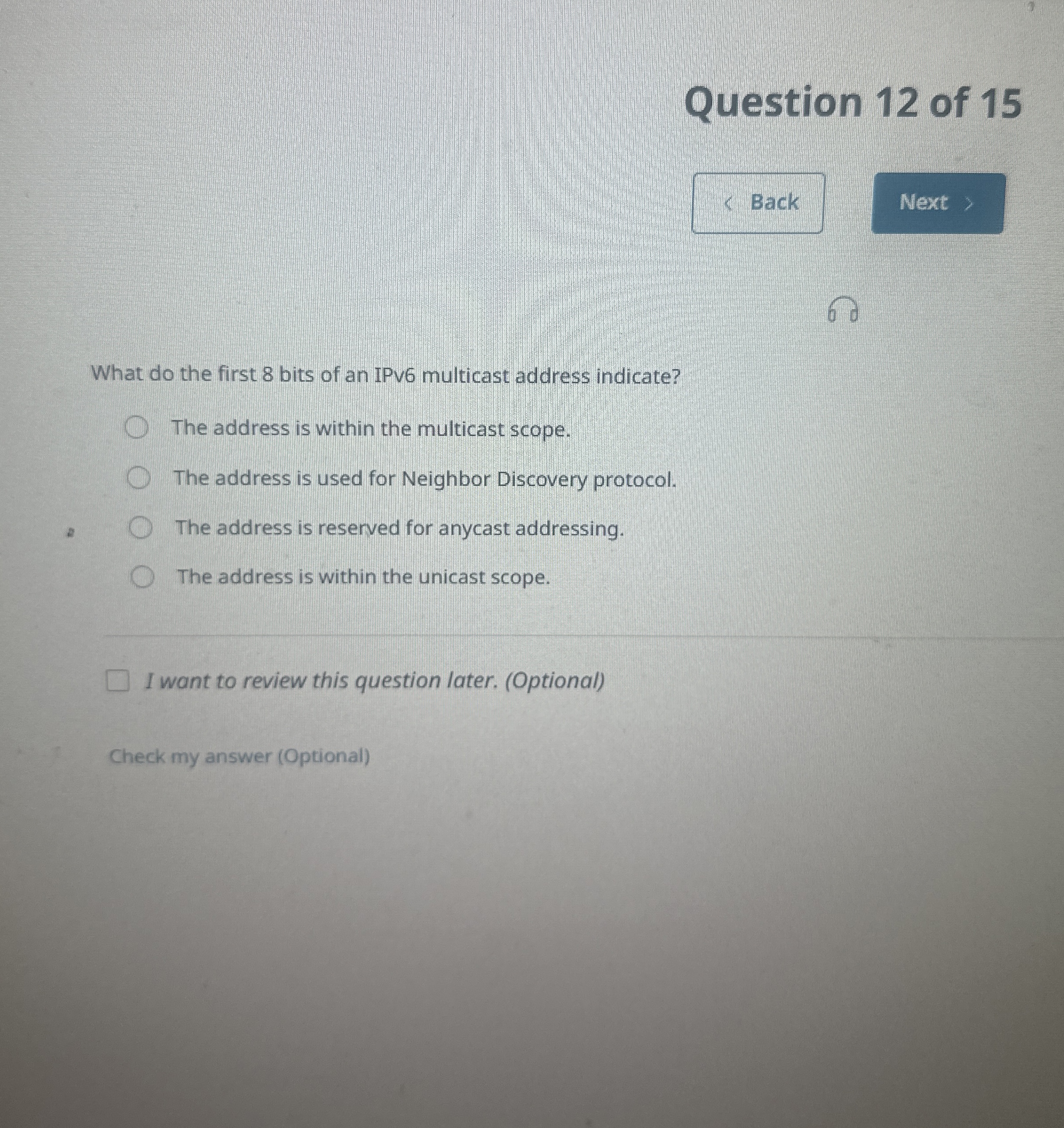 Question 1 2 of 1 5 0 What do the first 8 bits of