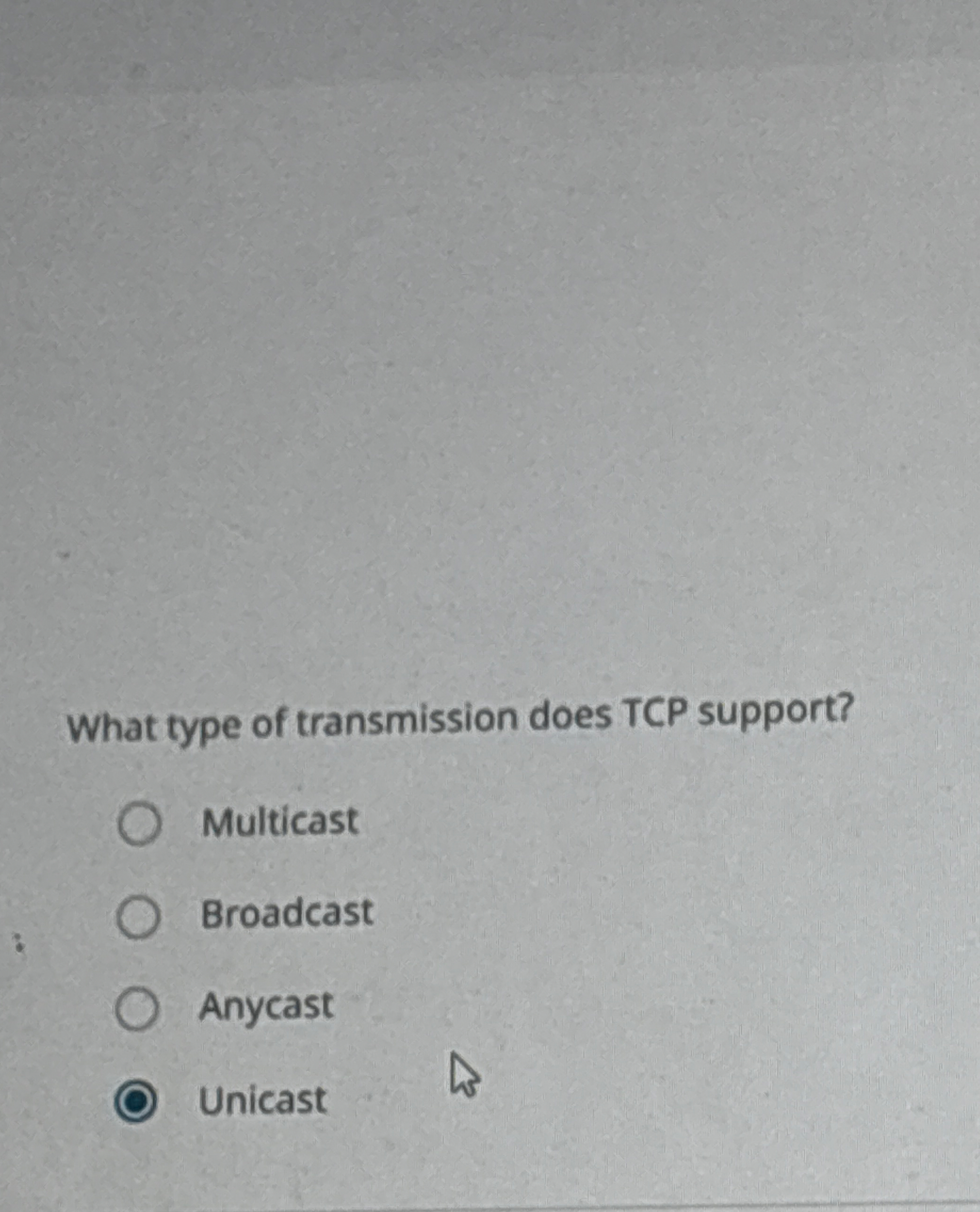 What type of transmission does TCP support?