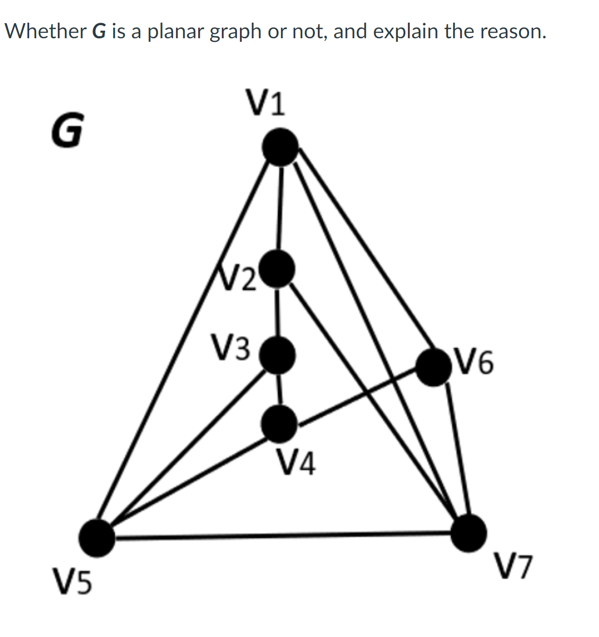 Whether \ ( G \ ) is a planar graph or not, and