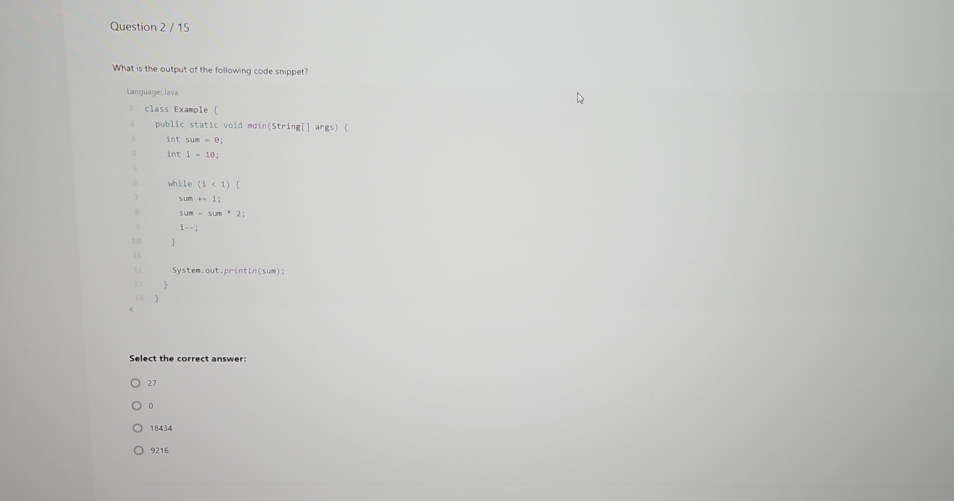 Question 2 1 5 What is the output of the