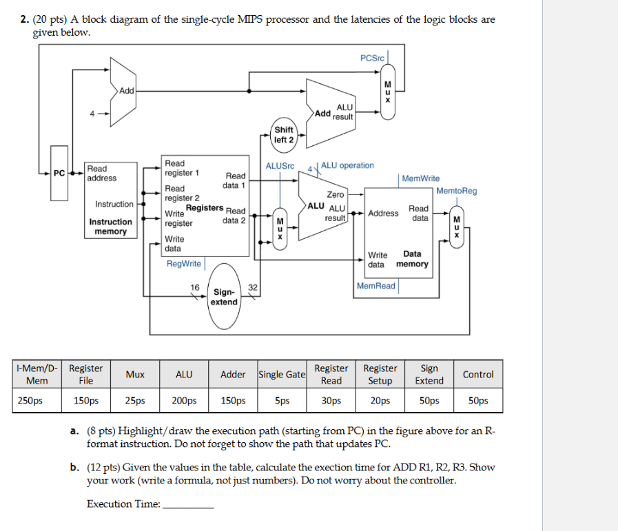 2 . ( 2 0 pts ) A block diagram of the single -