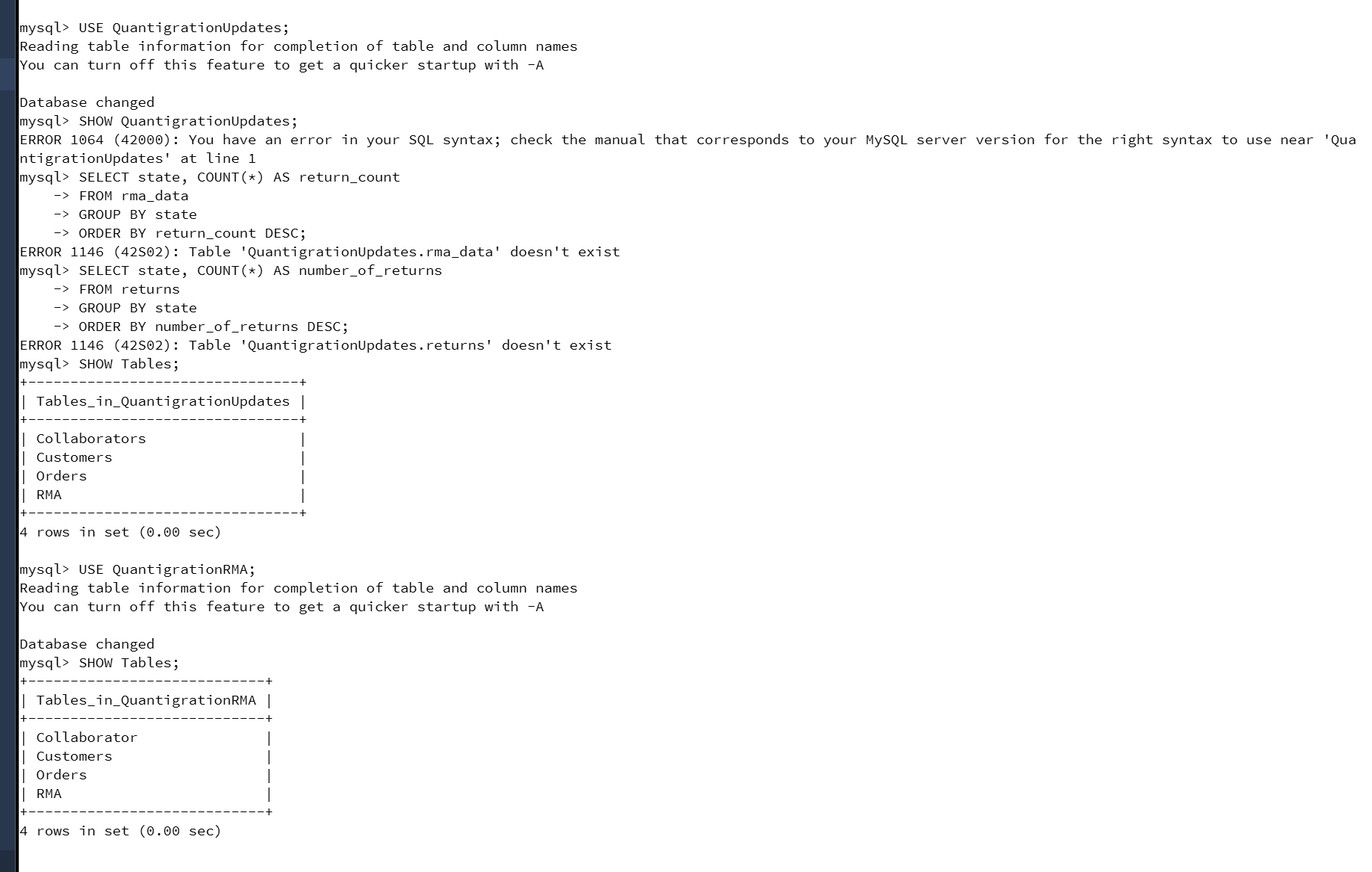 I am pulling up my tables and still do not see