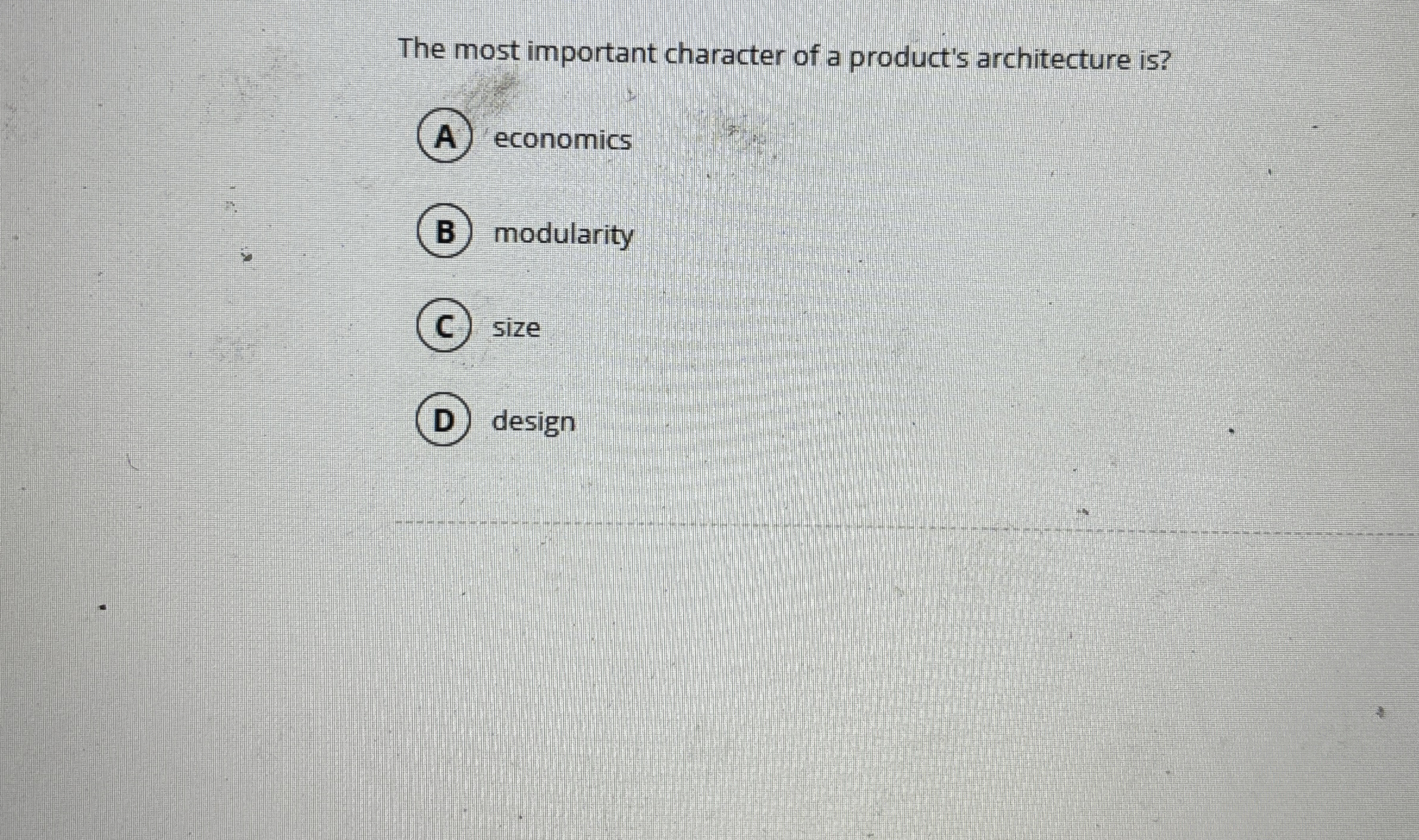 The most important character of a product's