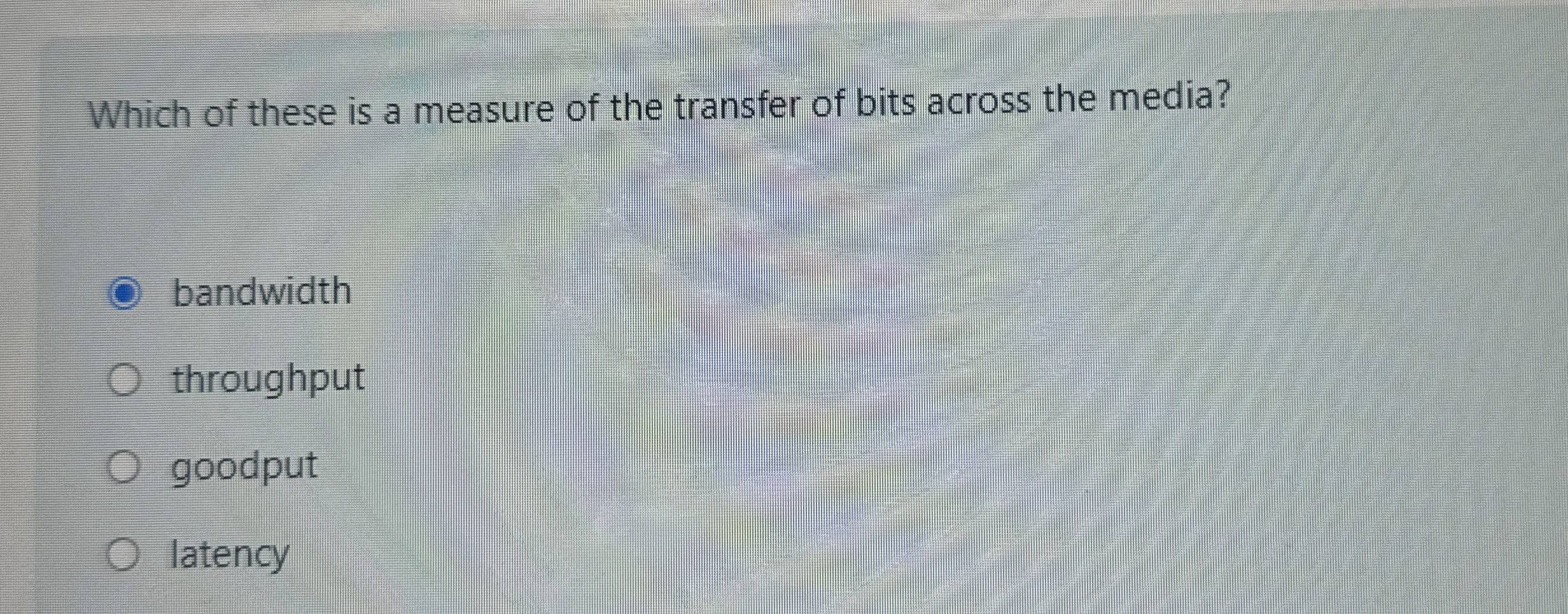 Which of these is a measure of the transfer of
