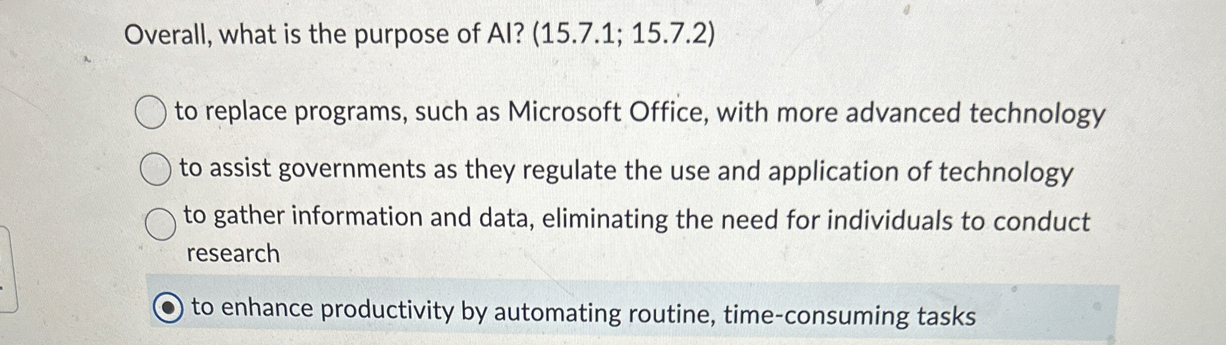 Overall, what is the purpose of Al ? ( 1 5 . 7 .