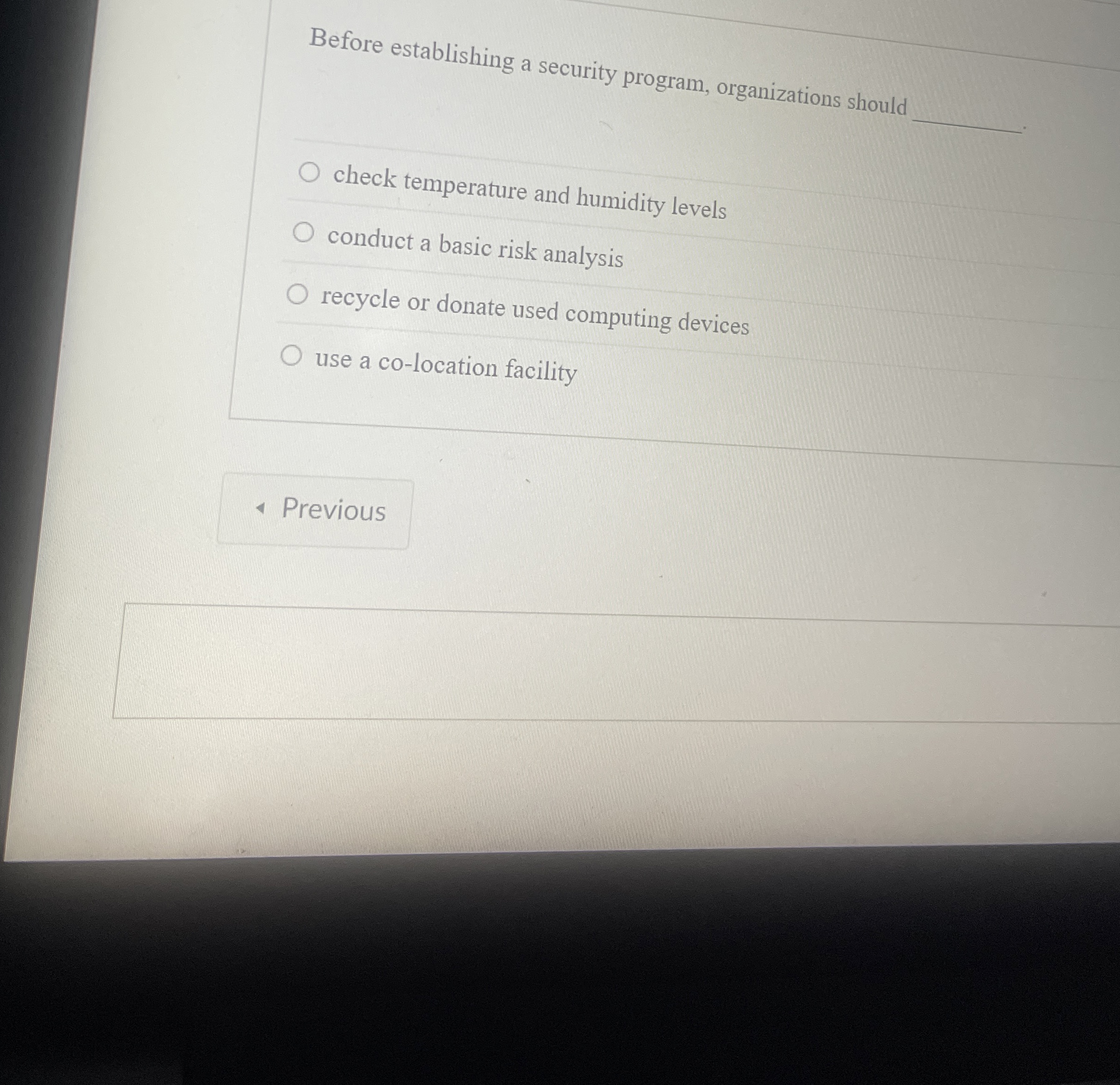 Before establishing a security program,