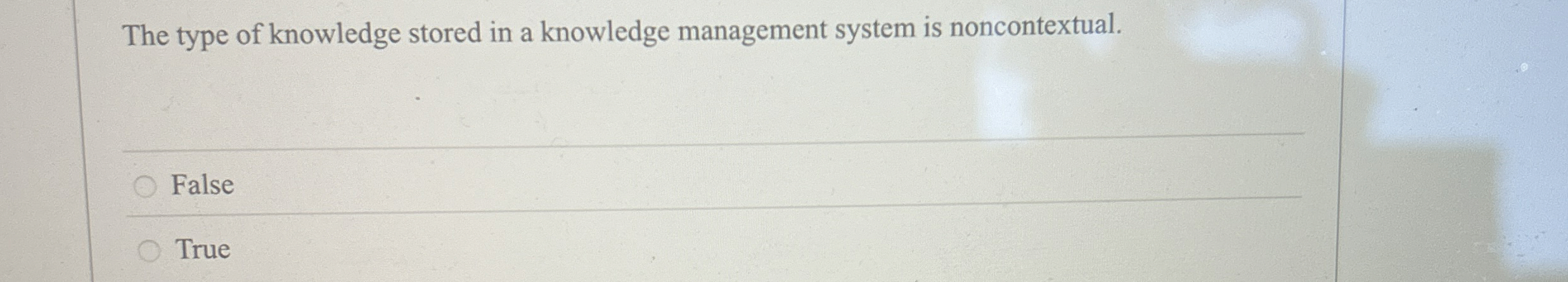 The type of knowledge stored in a knowledge