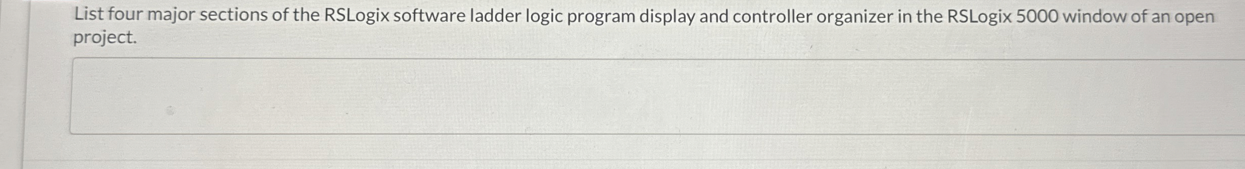 List four major sections of the RSLogix software