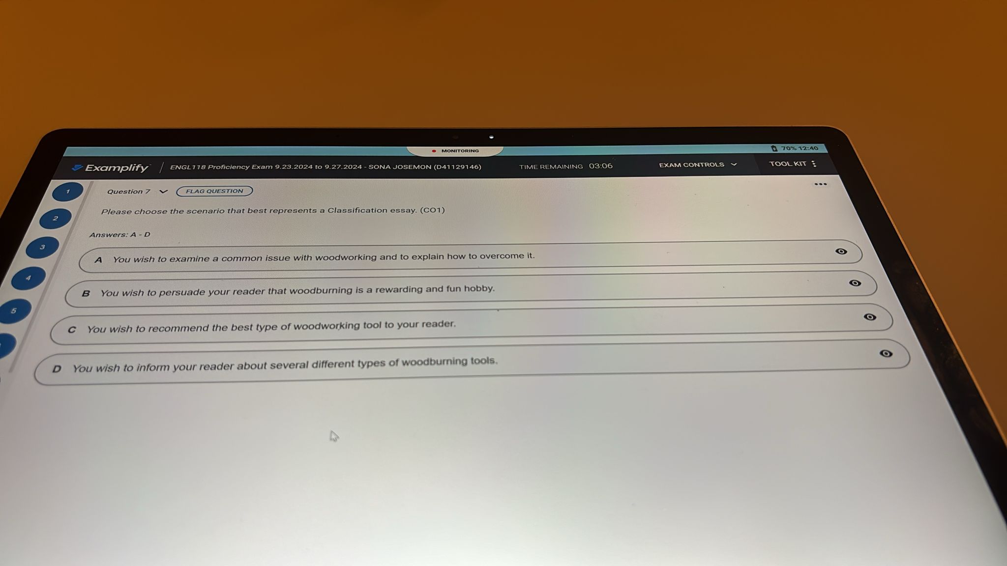 Please choose the scenario that best represents a