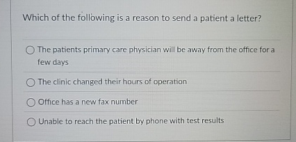 Which of the following is a reason to send a