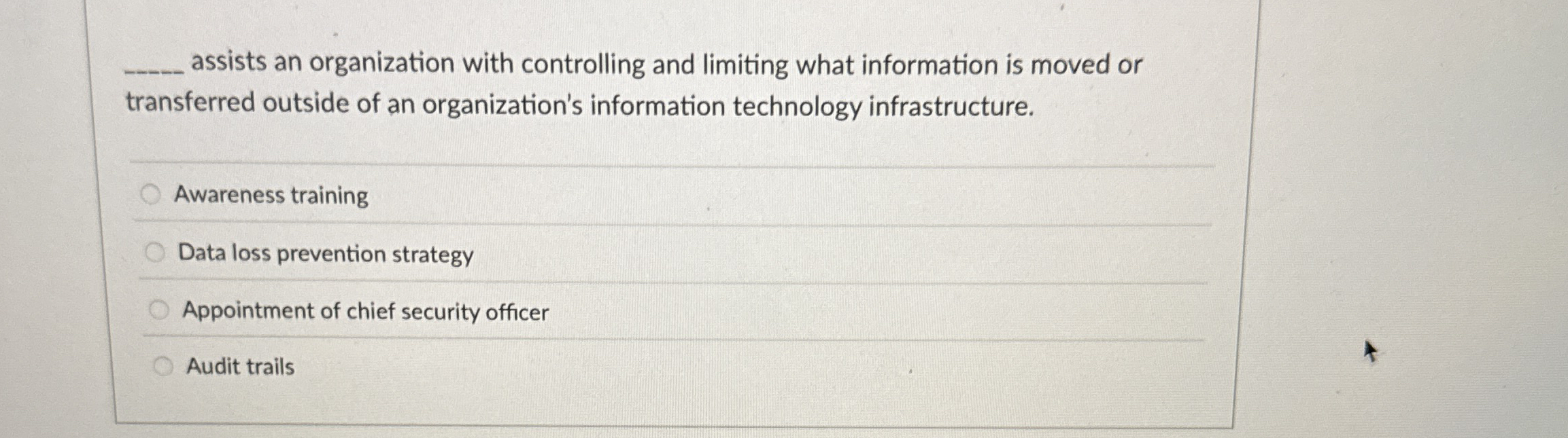 q , assists an organization with controlling and