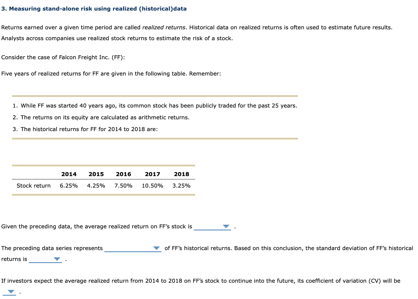 3. Measuring stand-alone risk using realized