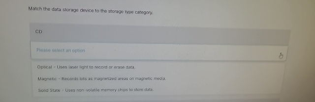 Match the data storage device to the storage type