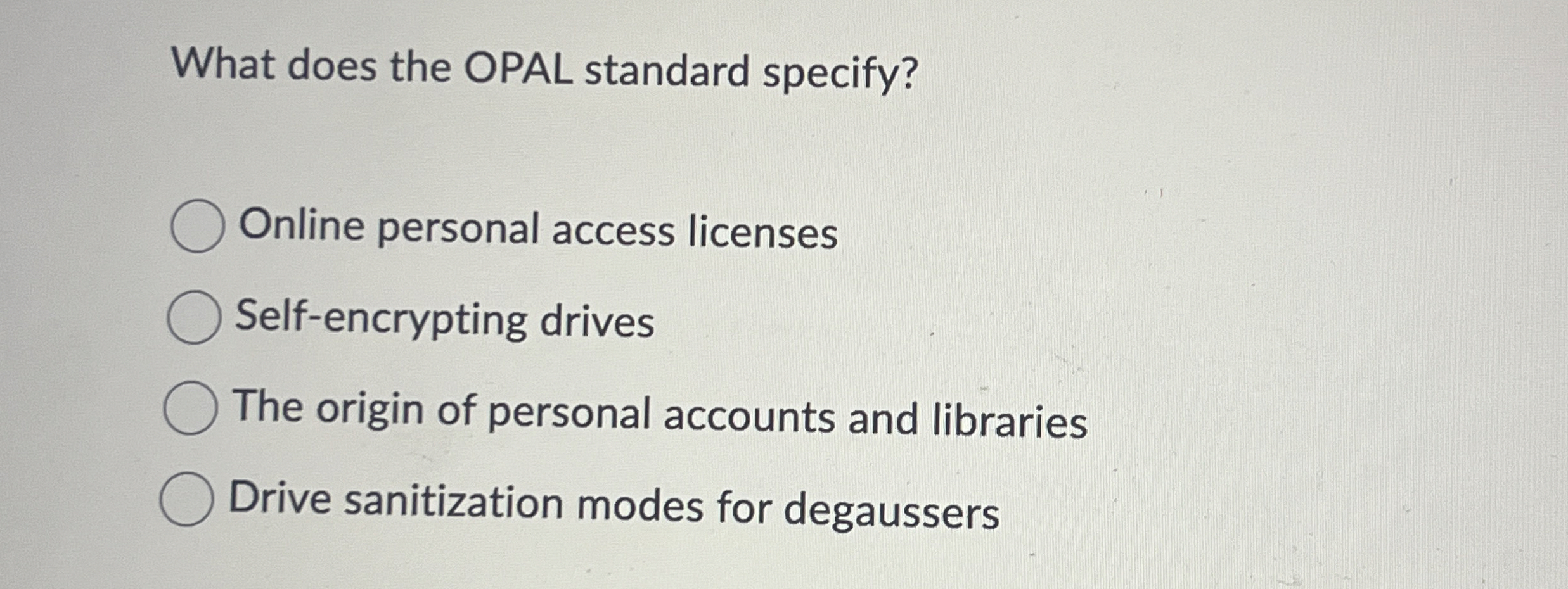 What does the OPAL standard specify? Online