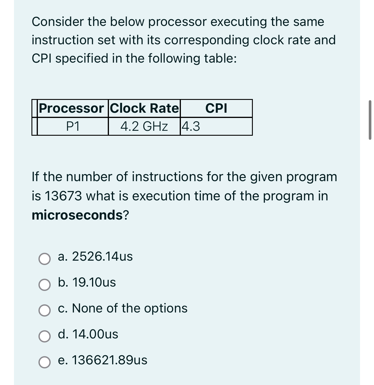 Consider the below processor executing the same