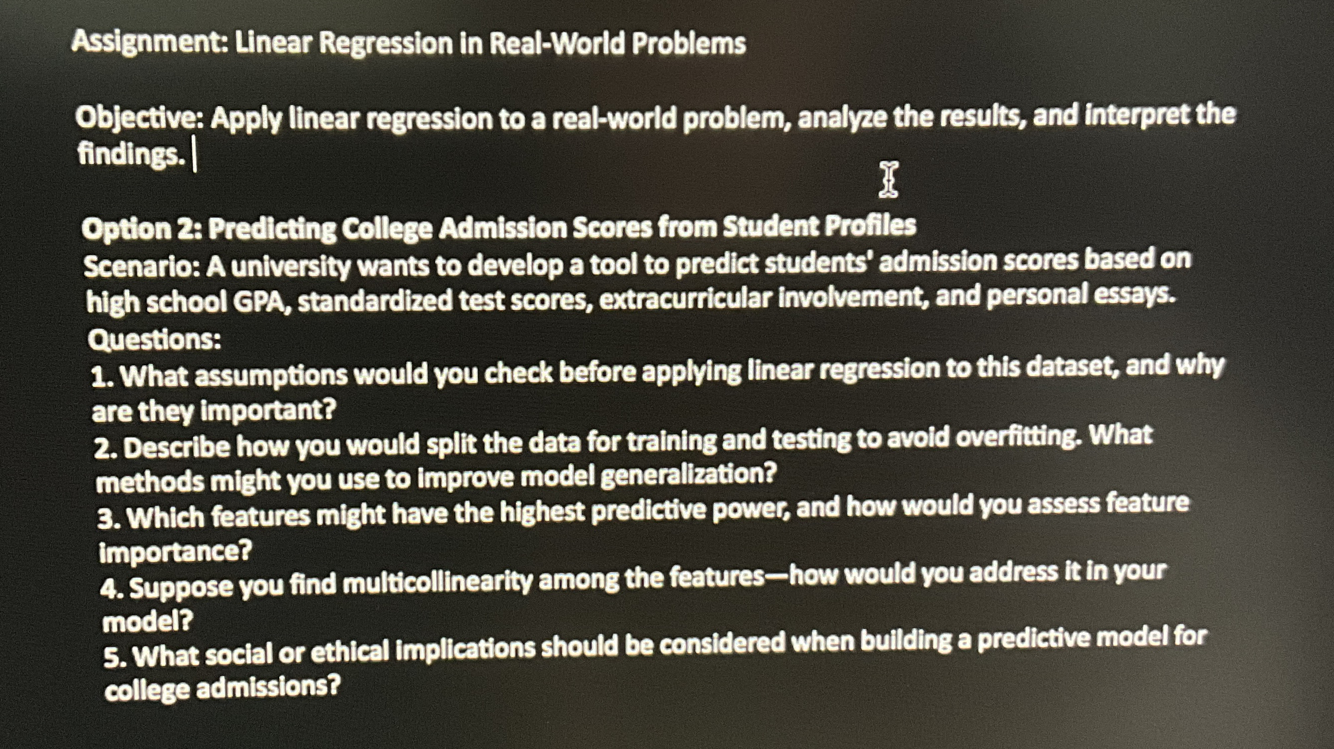 Assignment: Linear Regression in Real - World