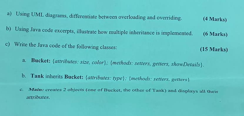 a ) Using UML diagrams, differentiate between