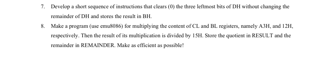 Develop a short sequence of instructions that