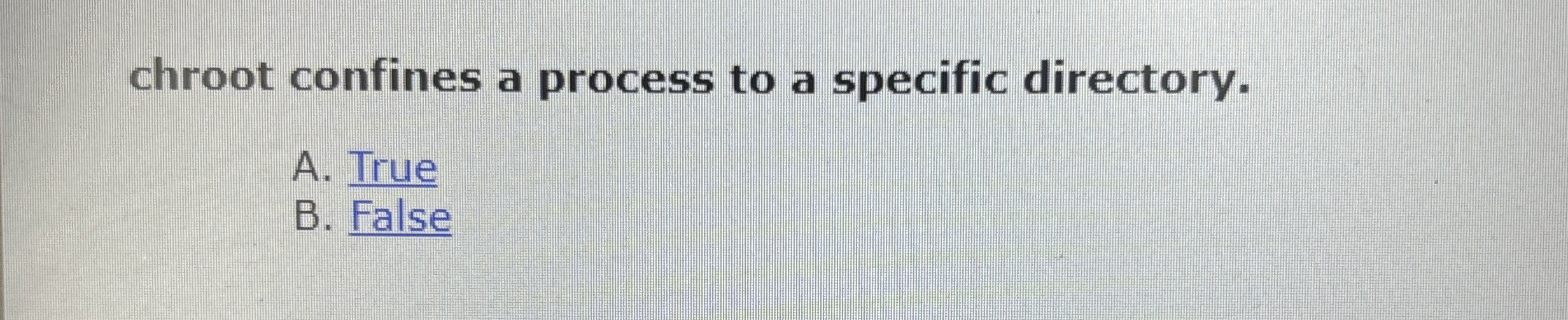 chroot confines a process to a specific