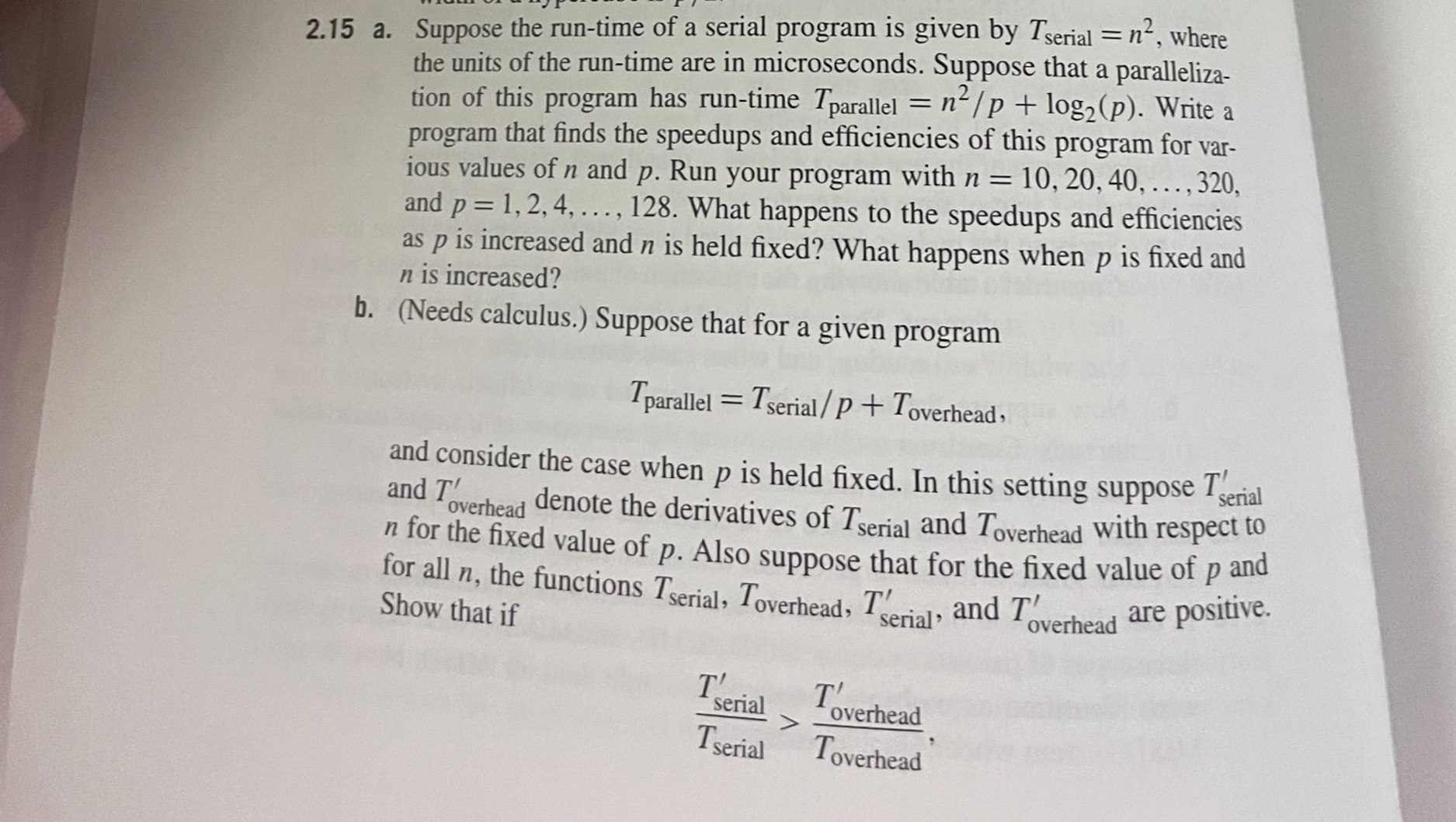 2 . 1 5 a . Suppose the run - time of a serial