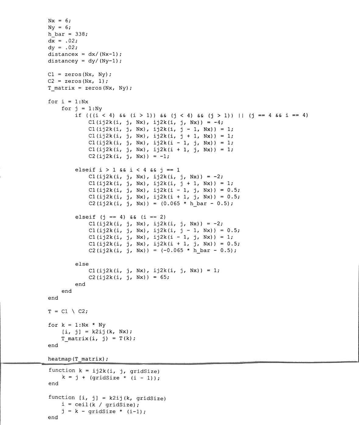 Need this matlab code rewrote without else if