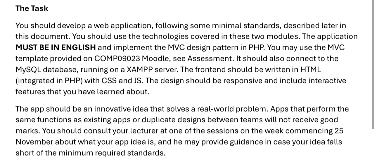 The Task You should develop a web application,