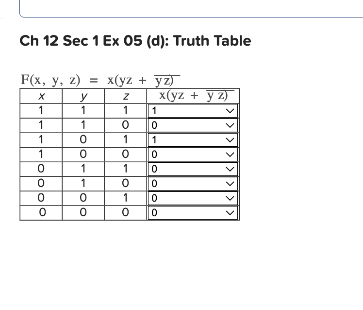 Ch 1 2 Sec 1 Ex 0 5 ( d ) : Truth Table F ( x , y