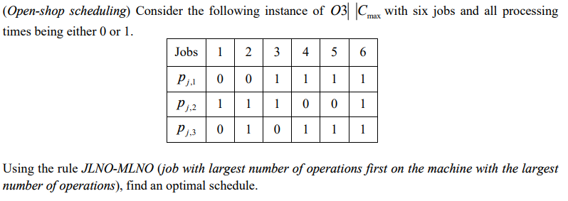 ( Open - shop scheduling ) Consider the following