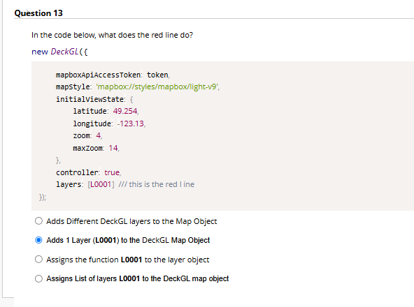 Question 1 3 In the code below, what does the red