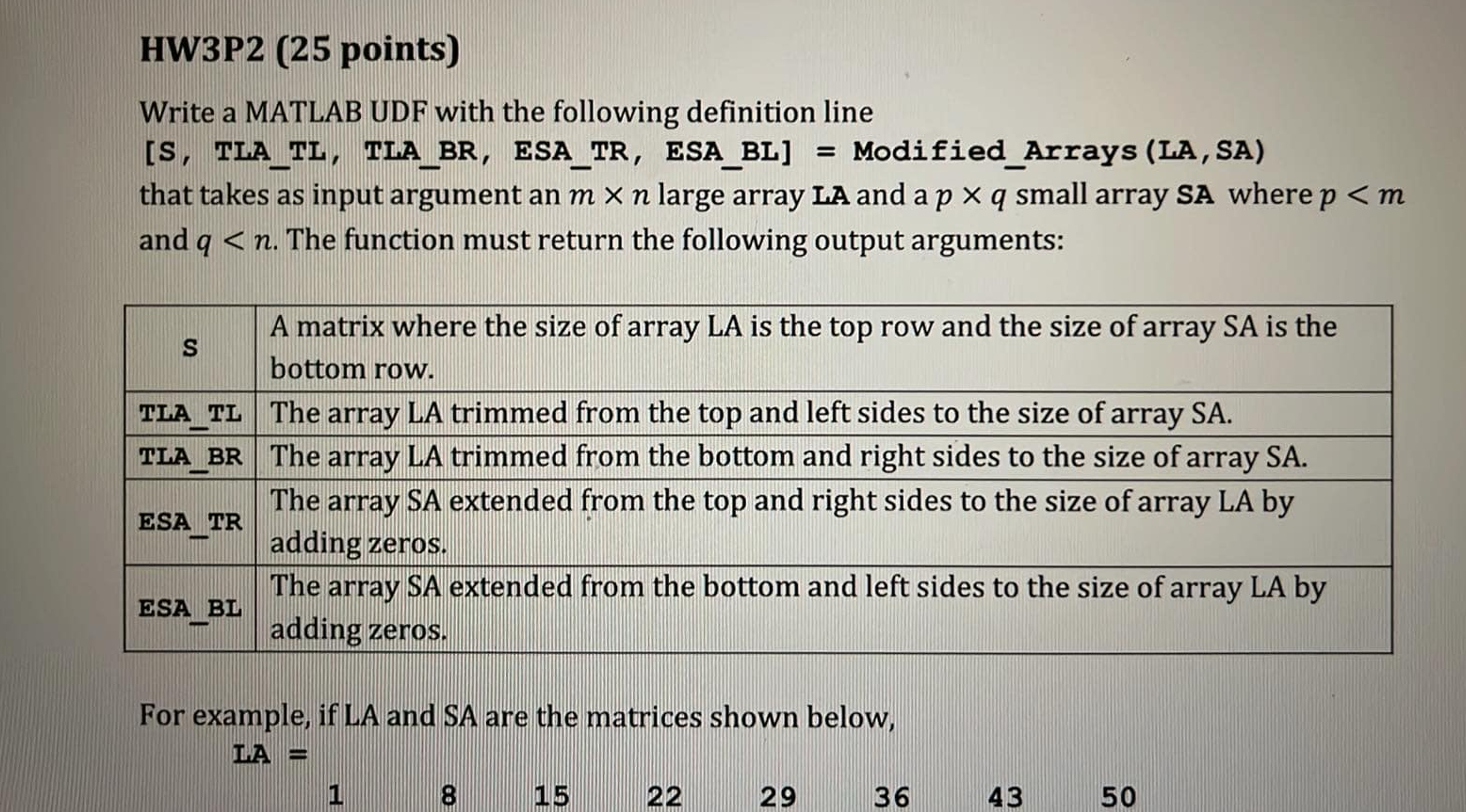 HW 3 P 2 ( 2 5 points ) Write a MATLAB UDF with