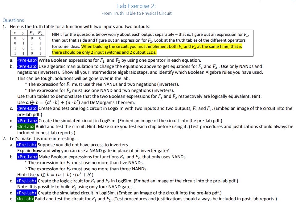 Questions Here is the truth table for a function