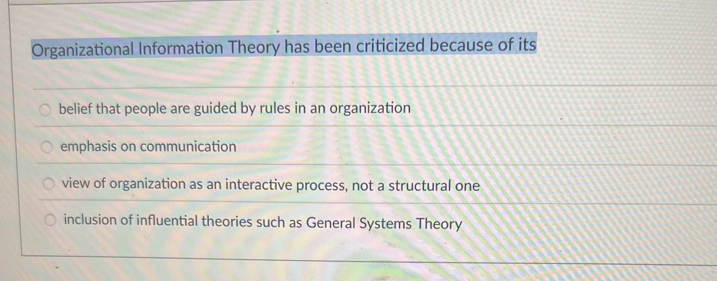 Organizational Information Theory has been