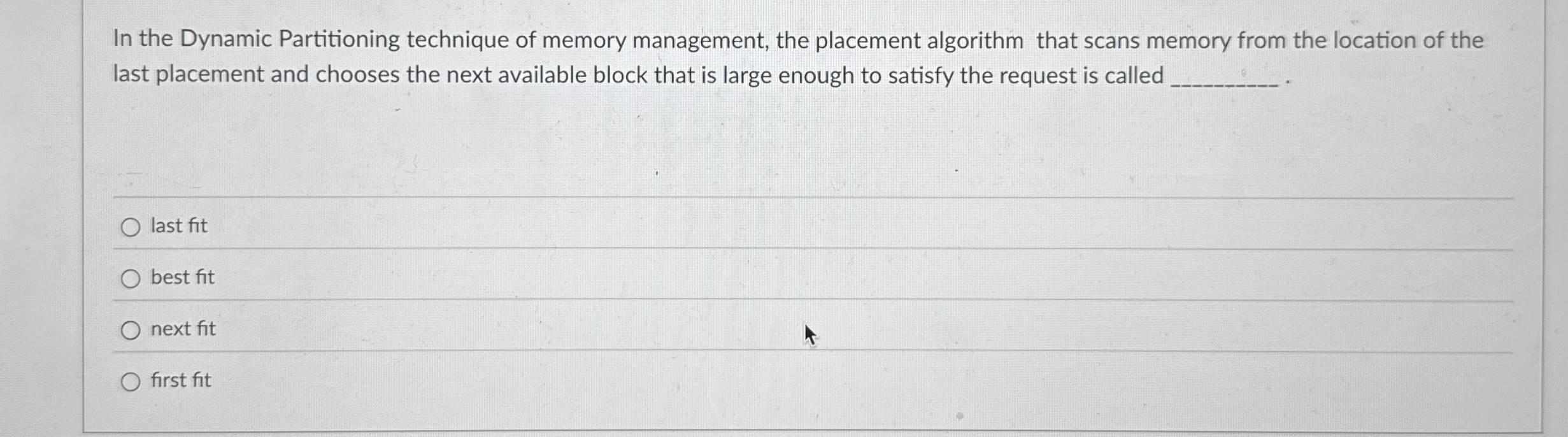 In the Dynamic Partitioning technique of memory