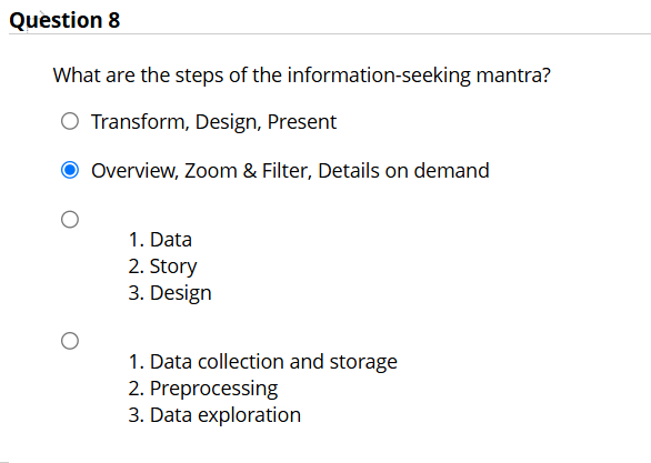 Question 8 What are the steps of the information