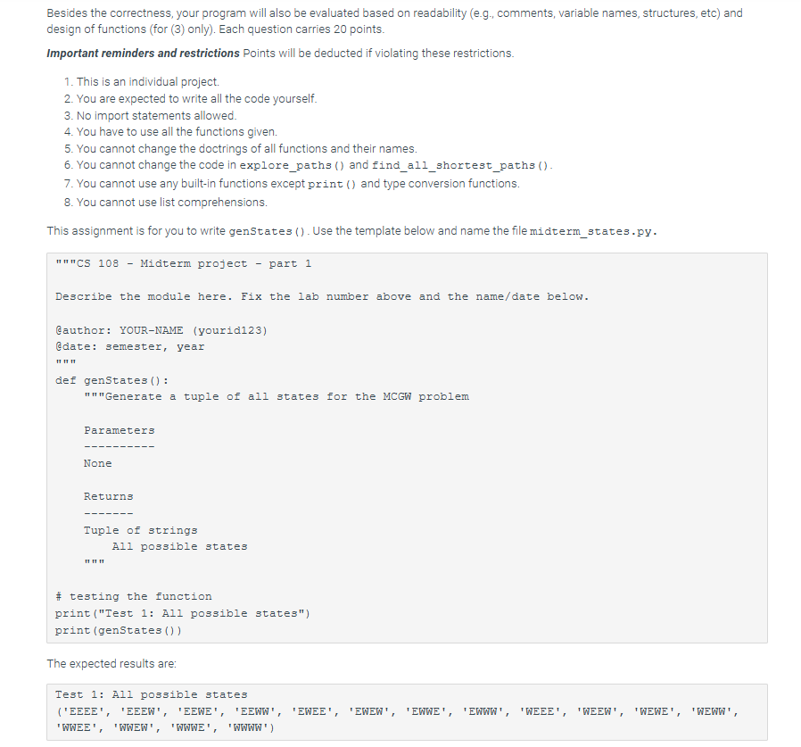 Besides the correctness, your program will also