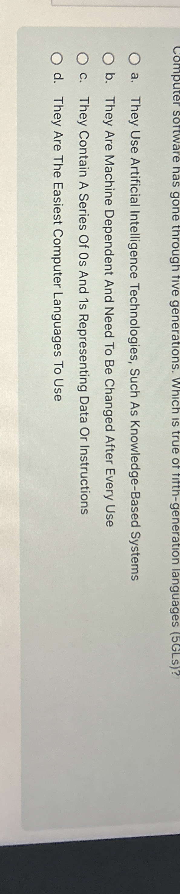 Computer sottware has gone through five