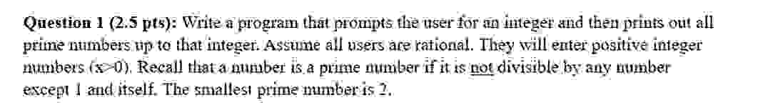 Question 1 ( 2 . 5 p t s ) : Write a program that