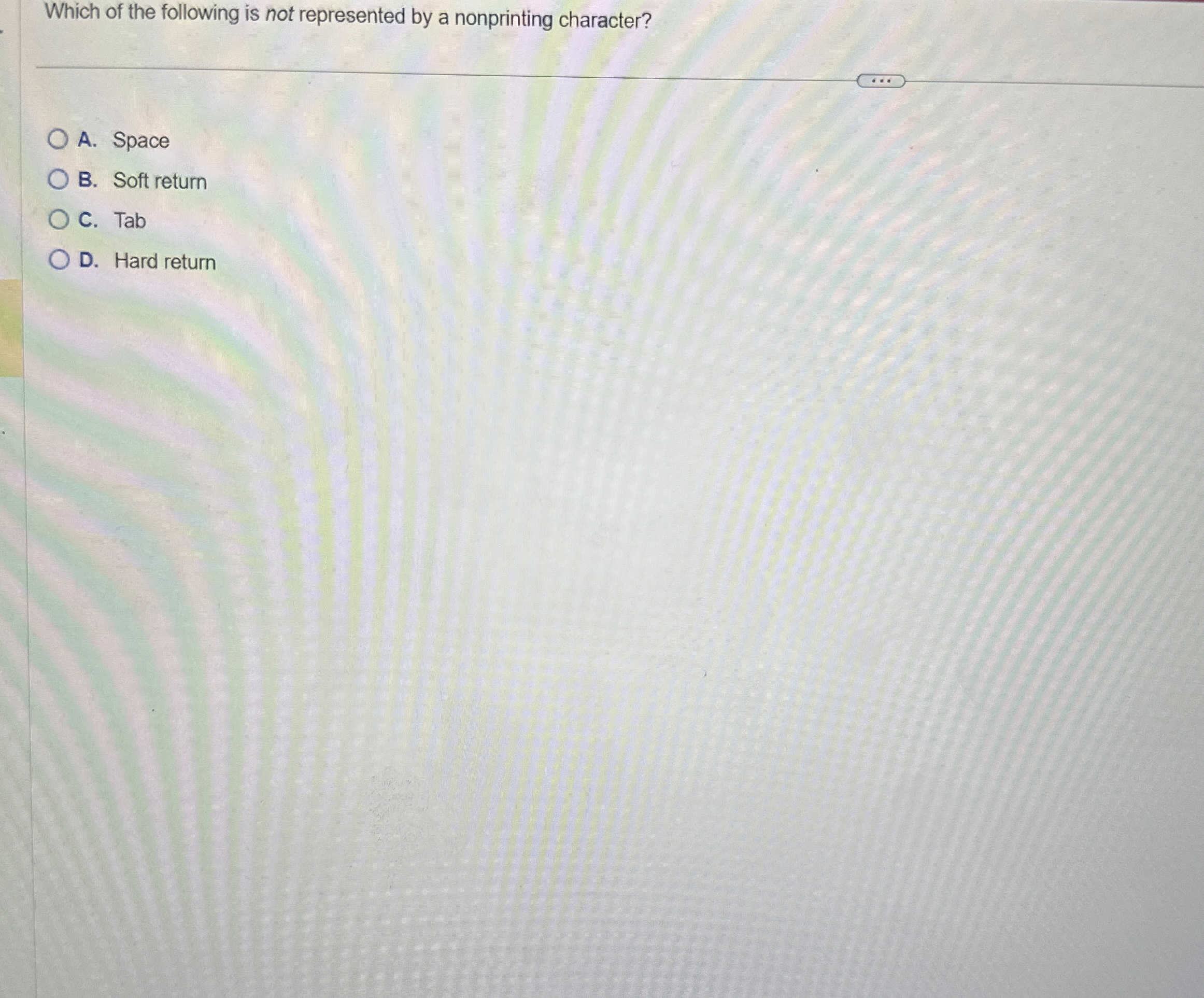 Which of the following is not represented by a