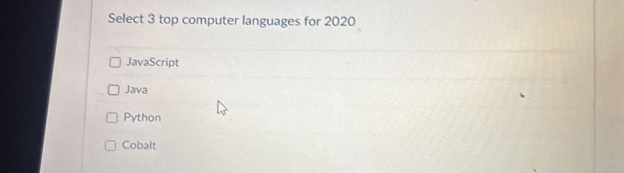 Select 3 top computer languages for 2 0 2 0
