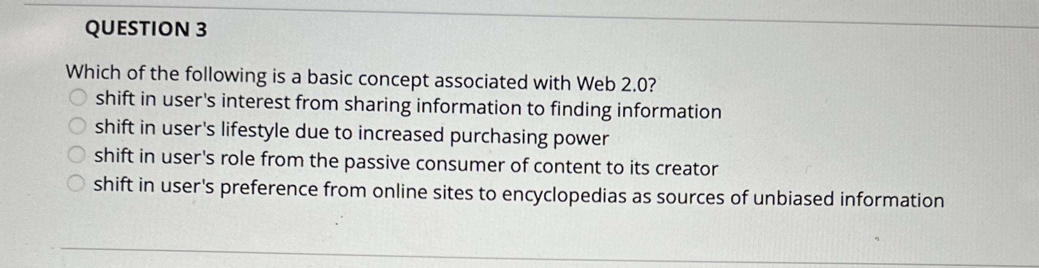 QUESTION 3 Which of the following is a basic